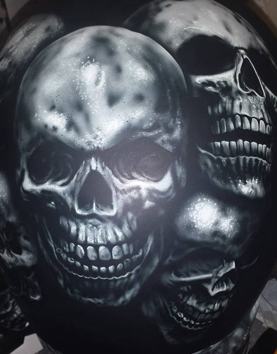 Custom Helmet with Skulls in Black and White